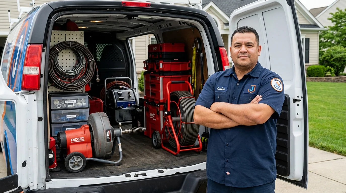 Professional drain cleaning equipment and Johns Plumbing LLC plumber in Neillsville